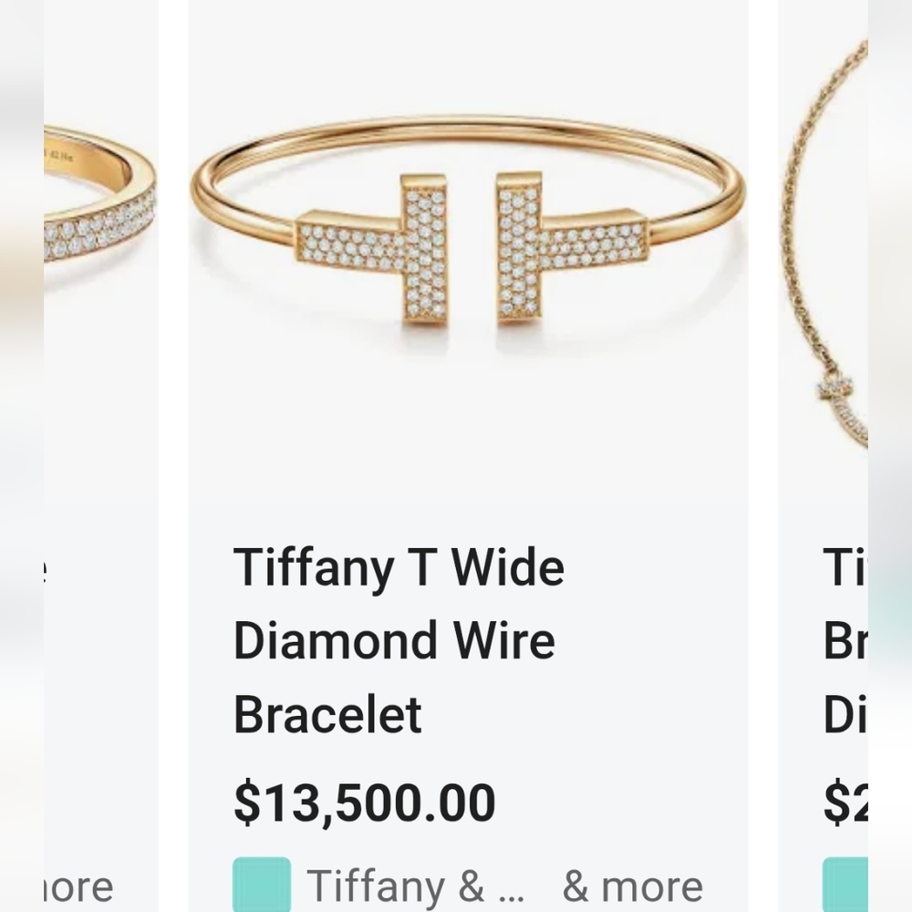 Tiffany TWide Diamond Wire Braceletin Yellow Gold . Pre Owned Come With Box